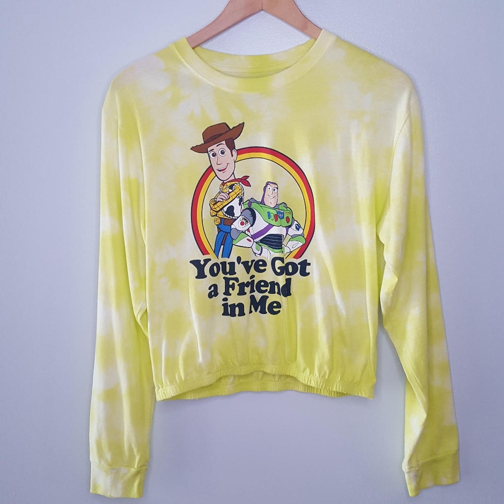 Disney Pixar Toy Story Long Sleeve Cropped Tie Dye Shirt Size Medium